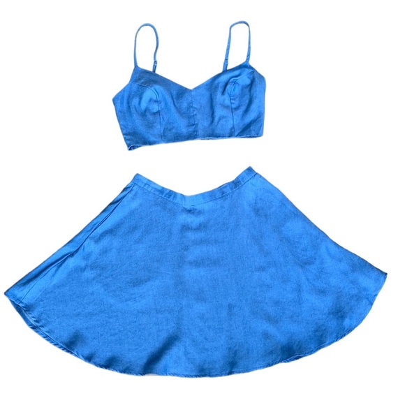Lulus Dresses & Skirts - Lulus WOMENS DENIM CROP TOP WITH SPAGHETTI STRAPS AND MATCHING MINI SKIRT SMALL
